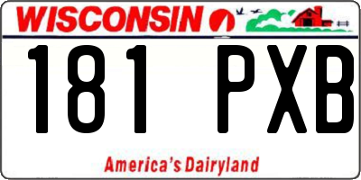 WI license plate 181PXB