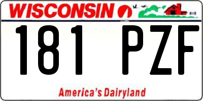 WI license plate 181PZF