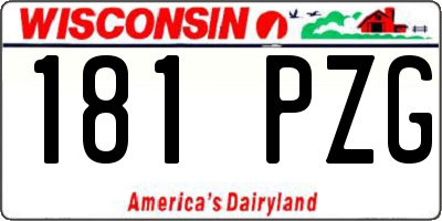 WI license plate 181PZG