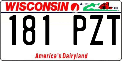 WI license plate 181PZT