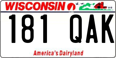 WI license plate 181QAK