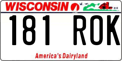 WI license plate 181ROK