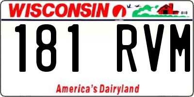 WI license plate 181RVM