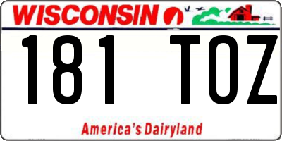 WI license plate 181TOZ