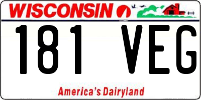 WI license plate 181VEG