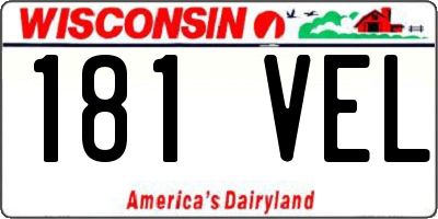 WI license plate 181VEL