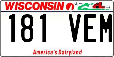 WI license plate 181VEM