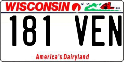 WI license plate 181VEN