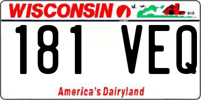 WI license plate 181VEQ