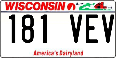 WI license plate 181VEV