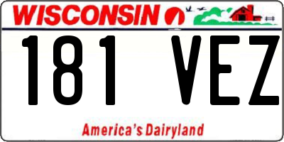 WI license plate 181VEZ