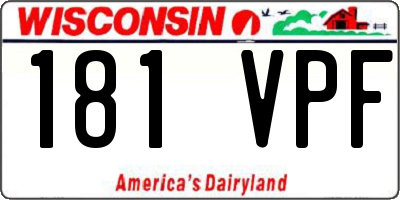 WI license plate 181VPF