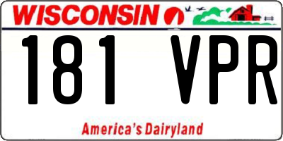 WI license plate 181VPR
