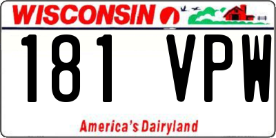 WI license plate 181VPW