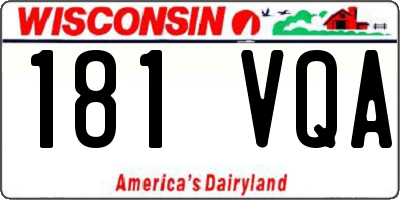 WI license plate 181VQA