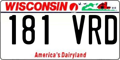 WI license plate 181VRD