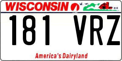 WI license plate 181VRZ