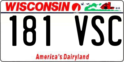WI license plate 181VSC