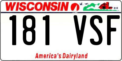 WI license plate 181VSF