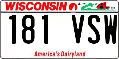 WI license plate 181VSW