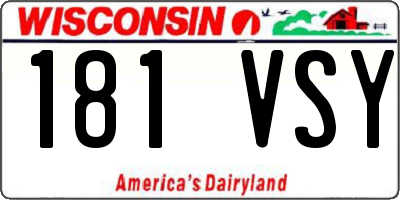 WI license plate 181VSY