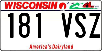 WI license plate 181VSZ