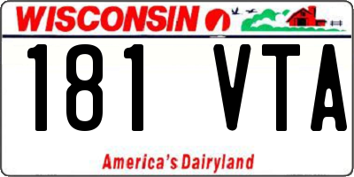 WI license plate 181VTA