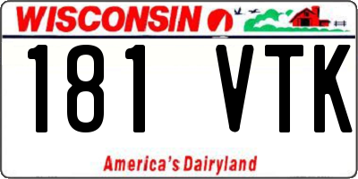 WI license plate 181VTK