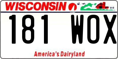 WI license plate 181WOX