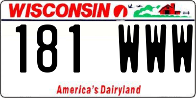 WI license plate 181WWW