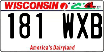 WI license plate 181WXB