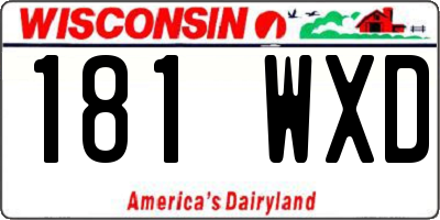WI license plate 181WXD