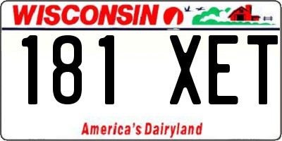 WI license plate 181XET