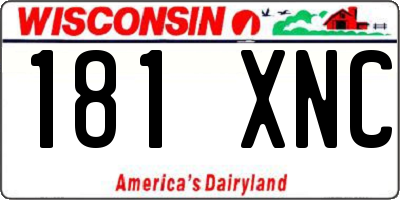 WI license plate 181XNC