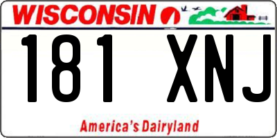 WI license plate 181XNJ