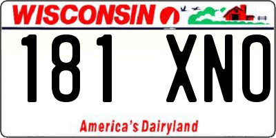 WI license plate 181XNO