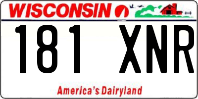 WI license plate 181XNR