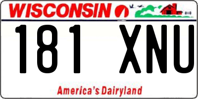 WI license plate 181XNU
