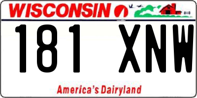 WI license plate 181XNW
