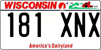 WI license plate 181XNX