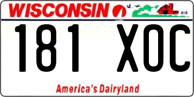 WI license plate 181XOC