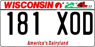 WI license plate 181XOD