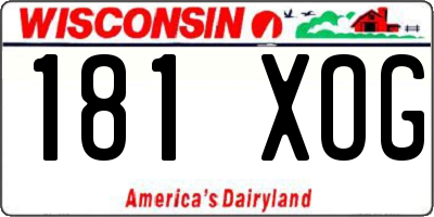 WI license plate 181XOG
