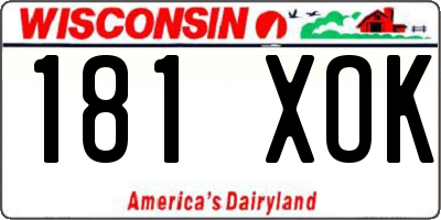 WI license plate 181XOK