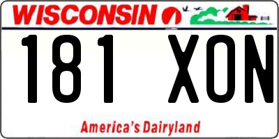 WI license plate 181XON