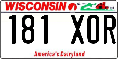 WI license plate 181XOR