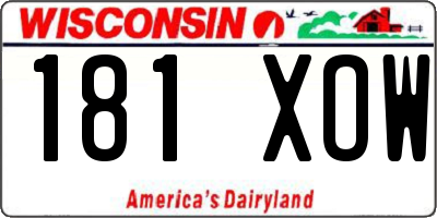 WI license plate 181XOW