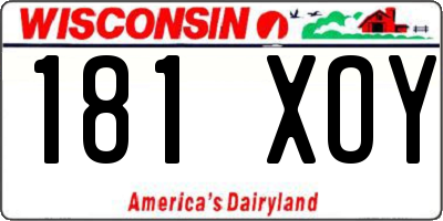 WI license plate 181XOY
