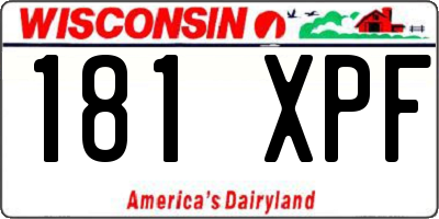 WI license plate 181XPF