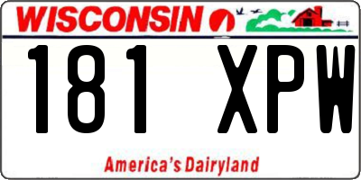WI license plate 181XPW